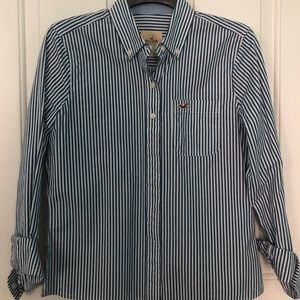 Hollister button up striped shirt